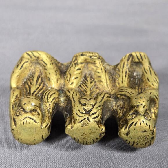 Vintage Brass Three Wise Monkeys Paperweight Made in England Desk Miniature - Picture 5 of 9